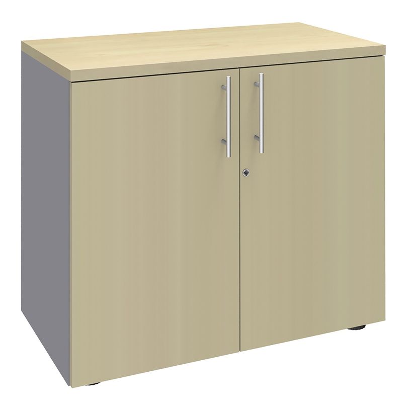 0404000124092-Armoire basse IRIS - H72 x L80 x P47 - 2 portes - Corps aluminium - Dessus et portes imita-P_400012409_1-0