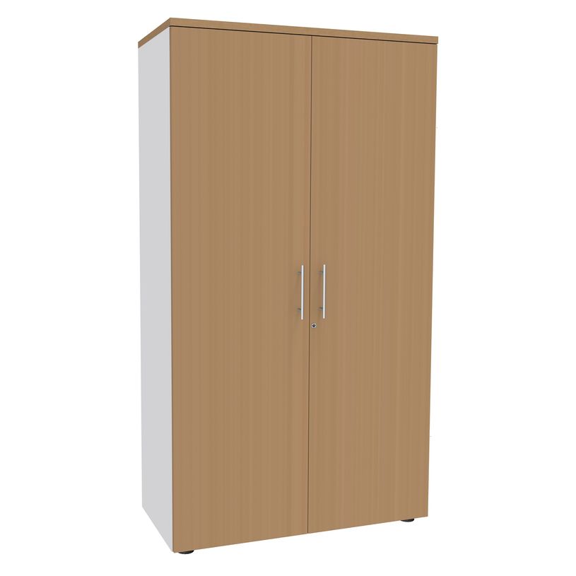 0404000124146-Armoire haute IRIS - H180 x L80 x P47 - 2 portes - Corps Blanc perle - Dessus et portes im-P_400012414_1-0