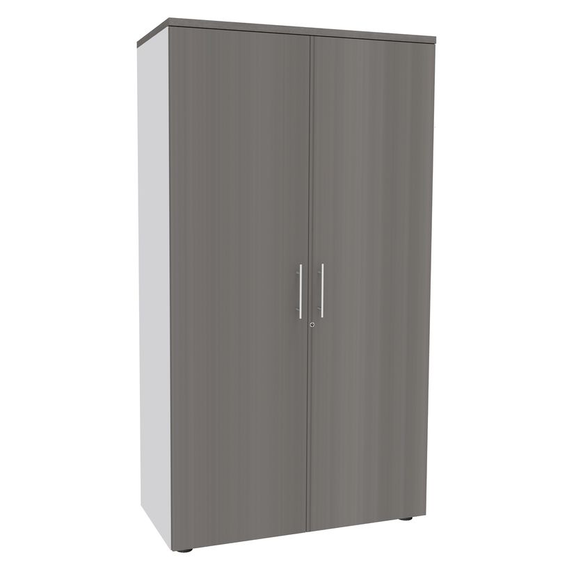 0404000124184-Armoire haute IRIS - H180 x L80 x P47 - 2 portes - Corps Blanc perle - Dessus et portes im-P_400012418_1-0