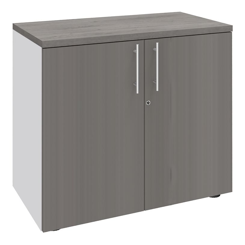0404000124498-Armoire basse EXPRIM/LOFTER/LEVEL - H72 x L80 x P47 - 2 portes - Corps Blanc perle - Dessus e-P_400012449_1-0