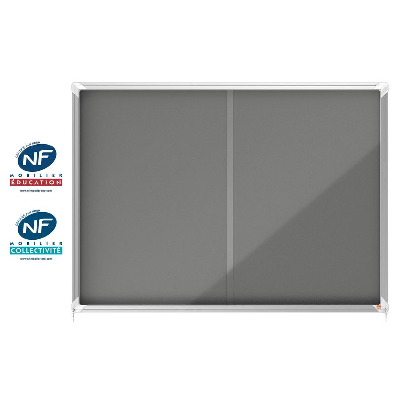 5028252611602-Nobo - Vitrine d'affichage - 18 feuilles A4 - surface en feutre gris - porte coulissante - 135,2 x 96,7--0