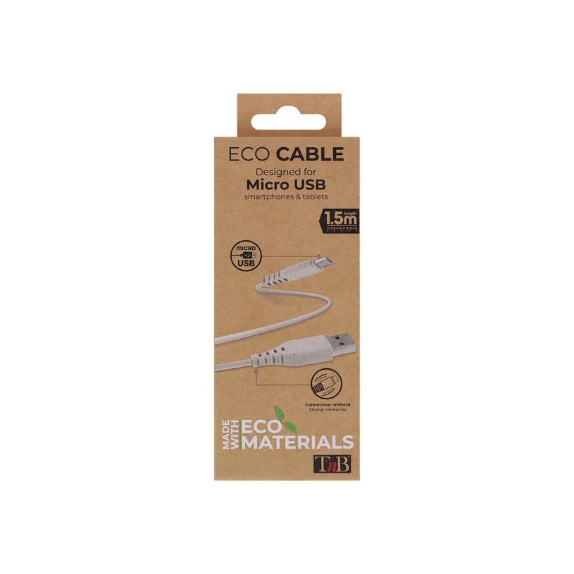 3303170099872-T'nB Eco - Câble USB 2.0 vers Micro-USB  type B - 1.5 m - Sable-P_400013489_2-2