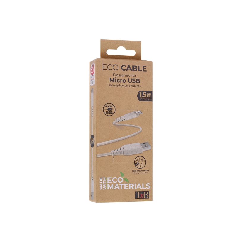 3303170099872-T'nB Eco - Câble USB 2.0 vers Micro-USB  type B - 1.5 m - Sable-P_400013489_3-3