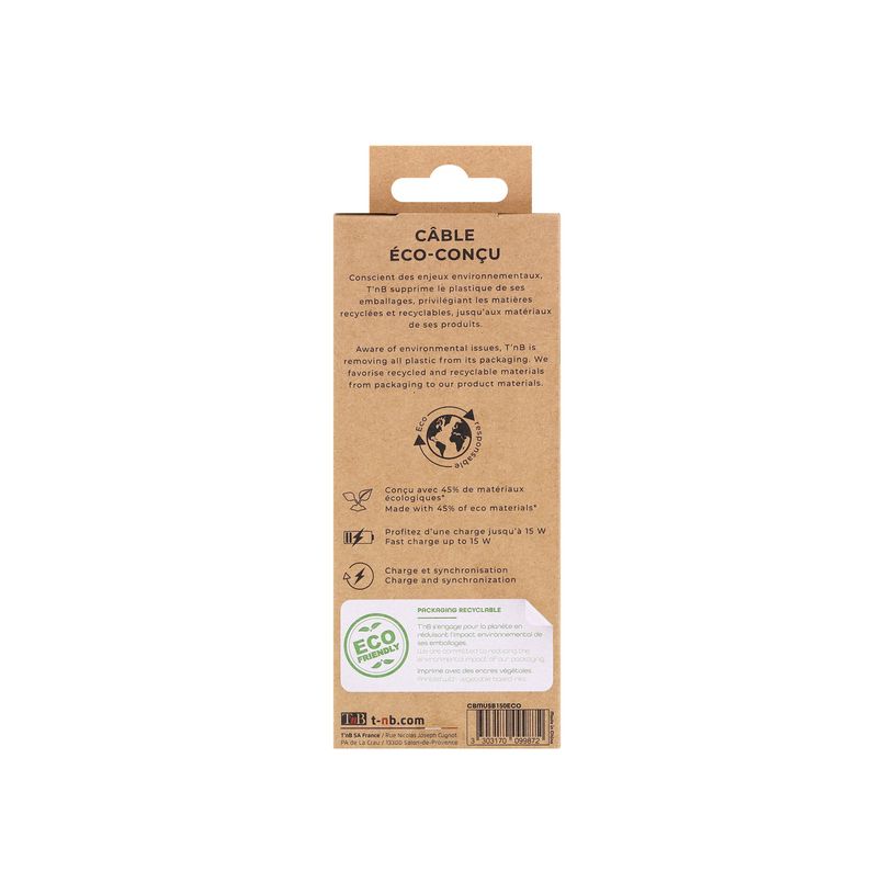 3303170099872-T'nB Eco - Câble USB 2.0 vers Micro-USB  type B - 1.5 m - Sable-P_400013489_4-4