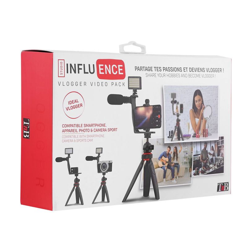 3303170097601-T'nB Influence - Pack Vlogger vidéo avec mini-trépied, support smartphone, micro, projecteur L-P_400013512_2-8