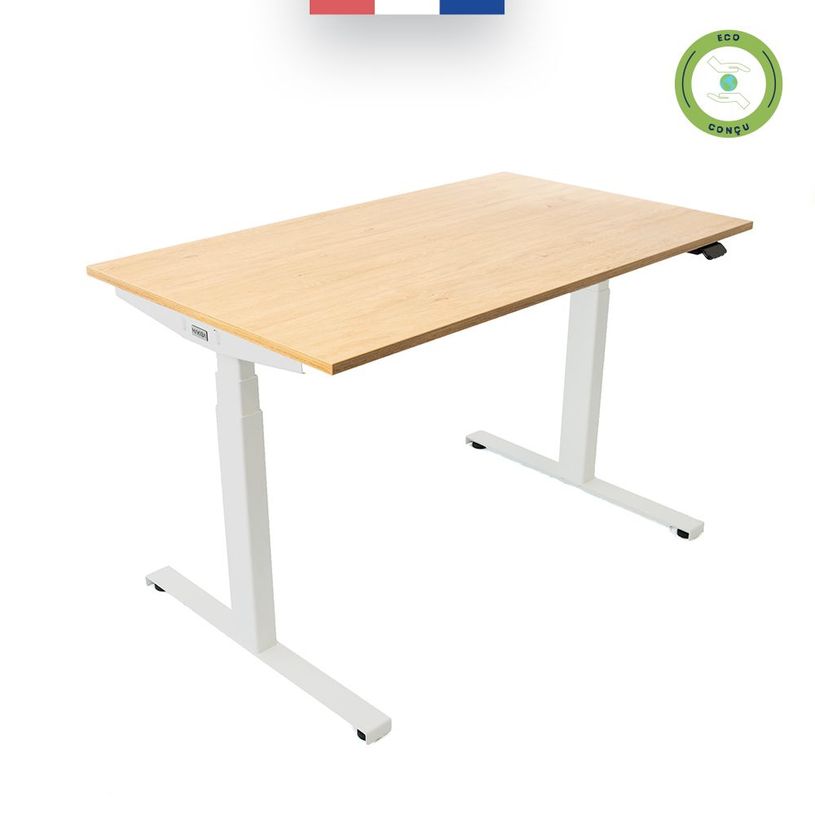 3760350281074-Bureau électrique UGO - L120x70cm - pieds blancs - plateau imitation chêne Stone-P_405113022_3-2