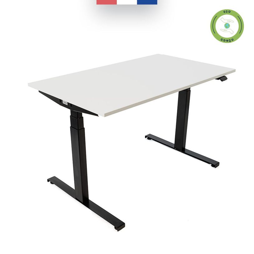 3760350281197-Bureau électrique UGO - L120x70cm - pieds noirs - plateau blanc laqué-P_405113025_2-1