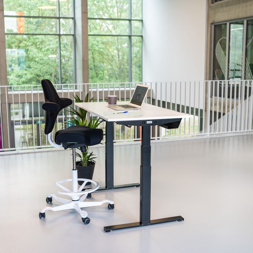 3760350281203-Bureau électrique UGO - L140x80cm - pieds noirs - plateau blanc laqué-P_405113029_4-3