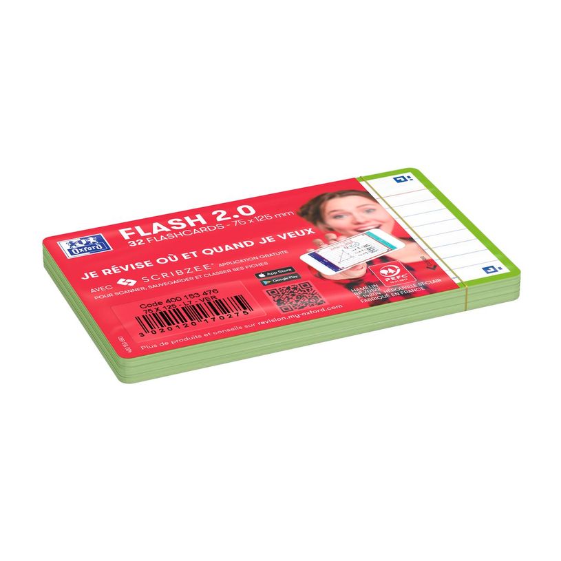 3020120170275-Oxford FLASH 2.0 - Pack de 32 cartes - A7 - ligné - vert-P_405113940_3-1
