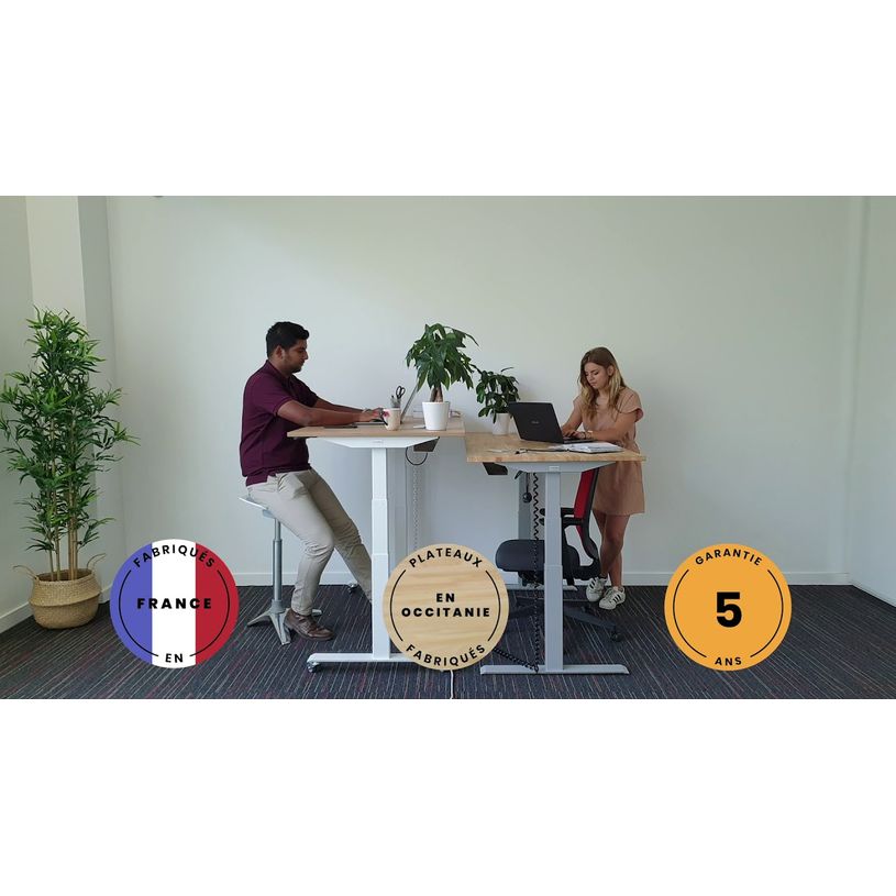 3760350281395-Bureau électrique UGO - L120x70cm - pieds gris - plateau blanc laqué-P_405119039_2-1