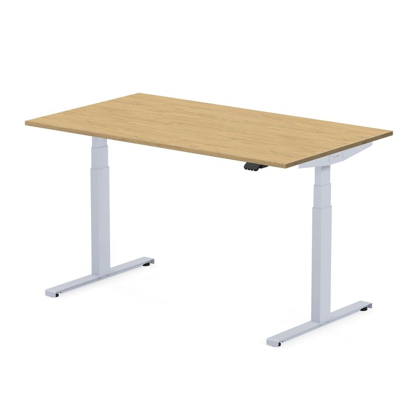 3760350281340-Bureau électrique UGO - L160x80cm - pieds gris - plateau imitation chêne Stone-P_405119048_1-0