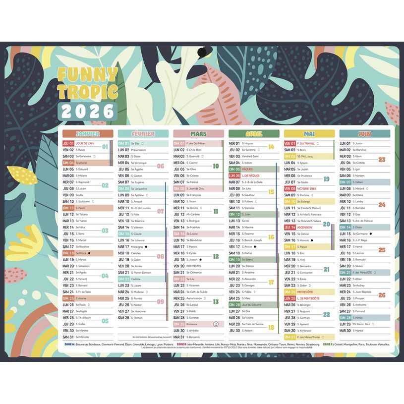 3592930026726-Calendrier bancaire illustré année civile BOUCHUT "Exotique Mini" 21 x 26,5 cm Pefc 70 %--0