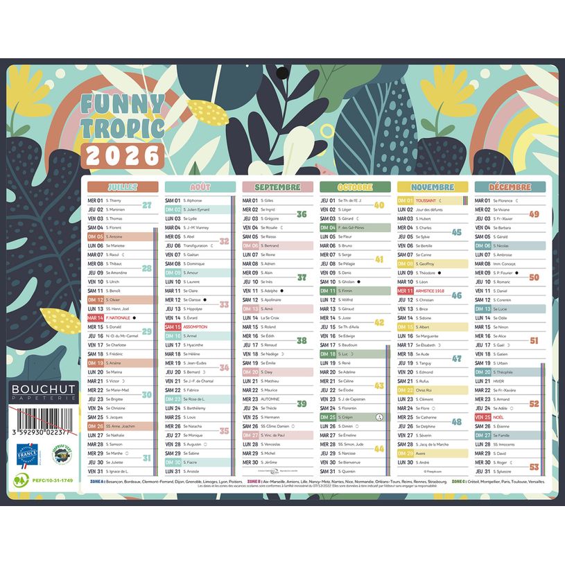 3592930026726-Calendrier bancaire illustré année civile BOUCHUT "Exotique Mini" 21 x 26,5 cm Pefc 70 %--1