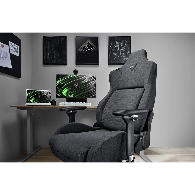 8886419354215-Fauteuil gamer ISKUR - accoudoirs réglables - gris foncé-P_405121619_7-6