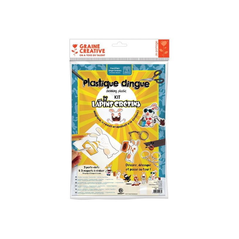 3532435402632-Graine Creative - kit plastique dingue -3 portes clefs et 3 magnets à réaliser -  Lapins-P_405121986_1-0