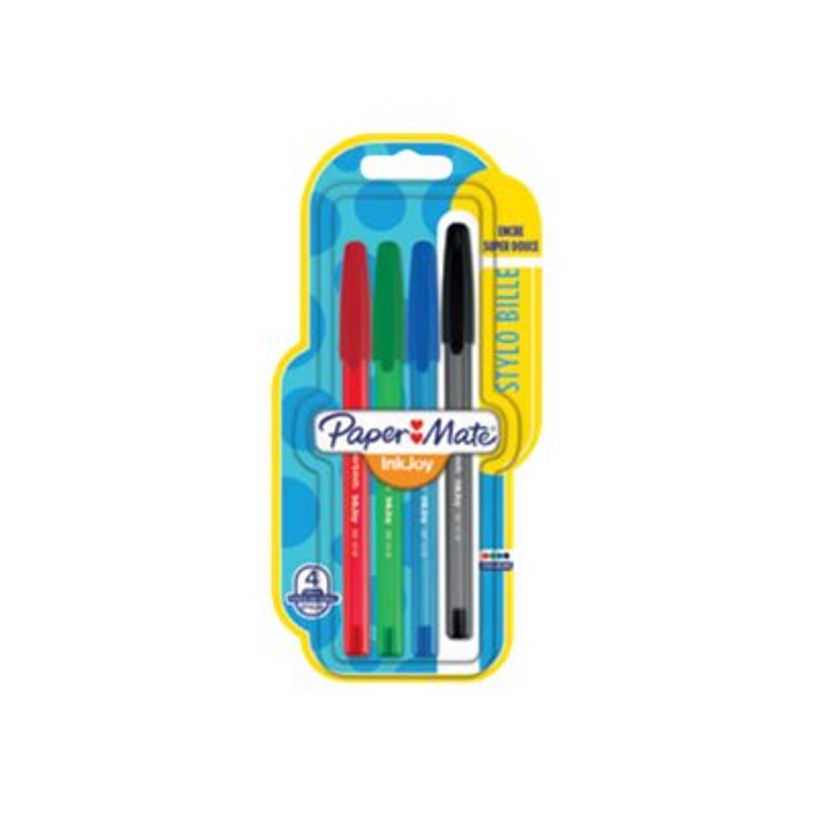 3501179567181-Paper Mate InkJoy 100 CAP - Stylo à bille - noir, rouge, bleu, vert - 1 mm - moyen (pack -P_405122019_2-1