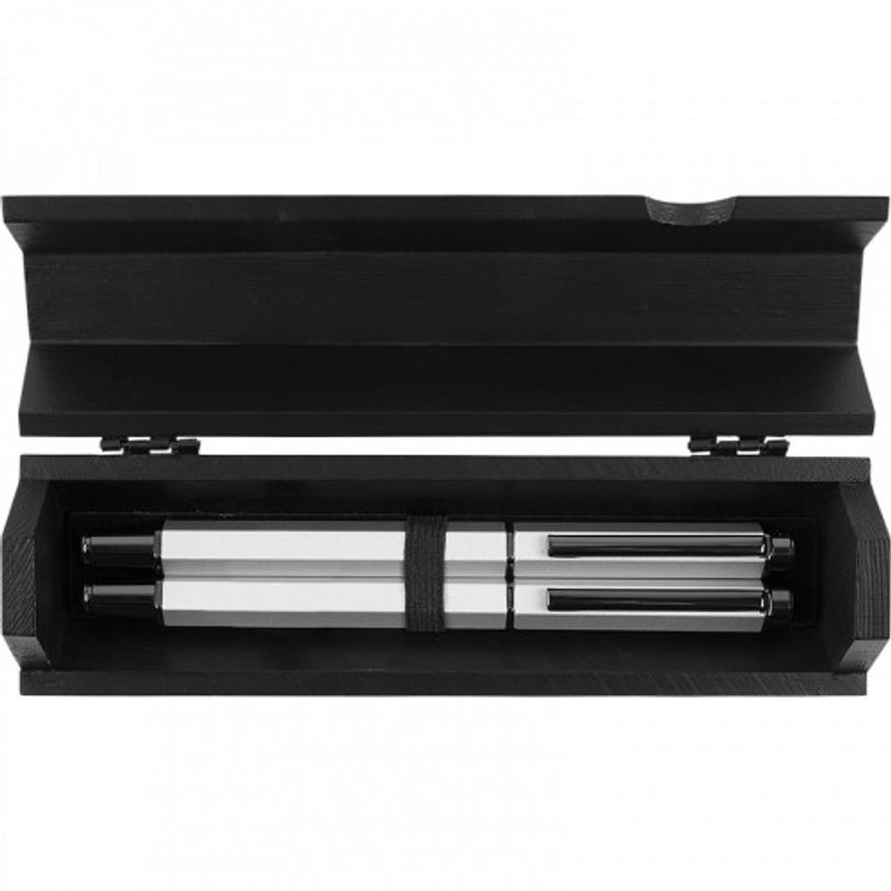 3664447136141-Oberthur Belgrade - Parure de stylo plume et roller - argent-P_405124943_1-0