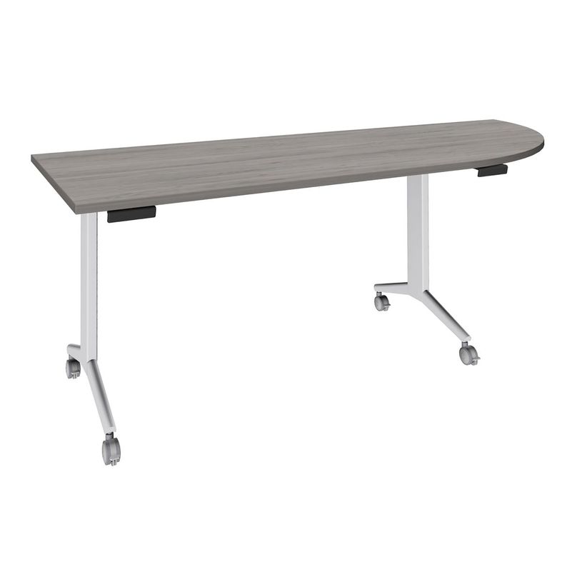 3253310160453-Table de réunion abattantes angle à droite - L200 x P80 cm - pied blanc - plateau imitat-P_405133446_2-0