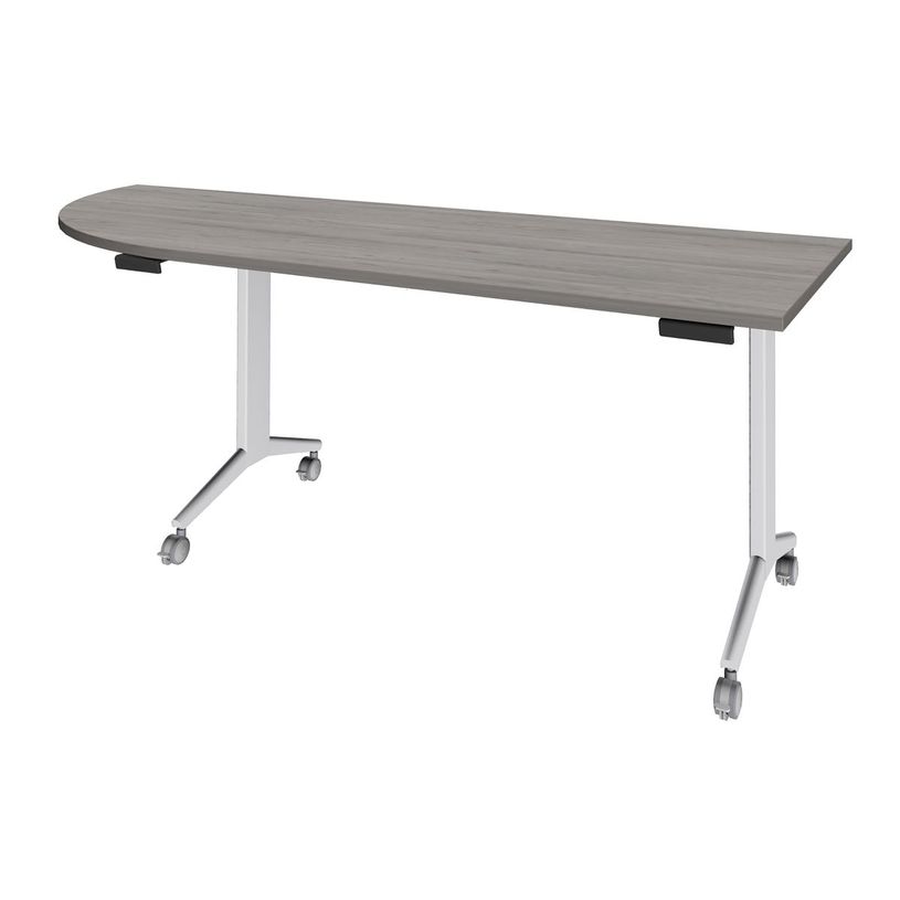 3253310160538-Table de réunion abattantes angle à gauche - L200 x P80 cm - pied blanc - plateau imitat-P_405133452_2-0