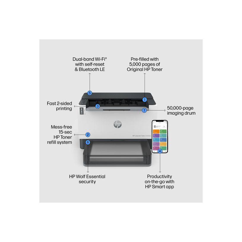 0195908727583-HP LASERJET TANK 2504DW I - imprimante laser monochrome A4 - USB 2.0, LAN, Wi-Fi(n)--2