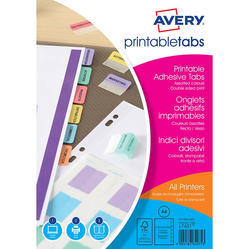 4004182640753-Avery - 96 onglets adhésifs imprimables - 32 x 13 mm - couleurs assorties-P_405134520_1-0