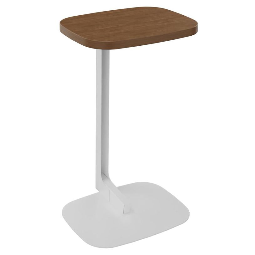 3253310179738-Gueridon ILO - L40xP30xH66cm - pieds blanc - finition noyer-P_405134649_1-0
