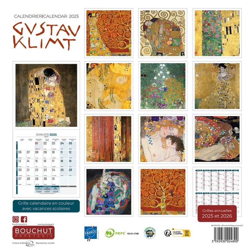3592930027181-Calendrier illustré BOUCHUT 30 x 30 cm KLIMT 70 %-P_405149832_3-2