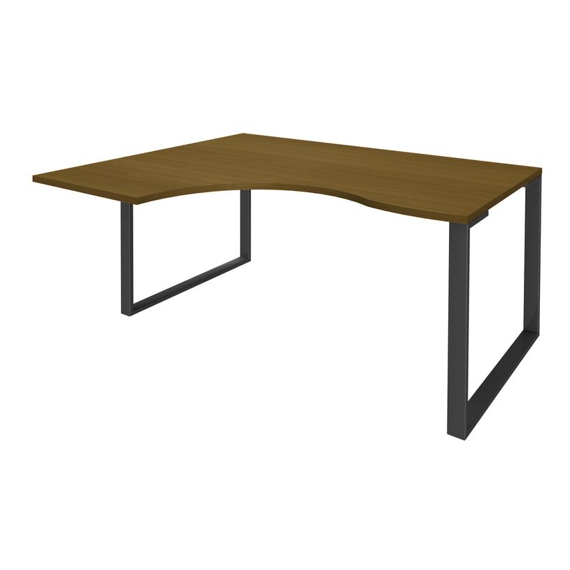 3253310226418-Bureau compact LOFTER - L160 cm - Retour à gauche - Plateau imitation noyer - pied carbone - (pied de renfort obligat-P_405152111_1-0