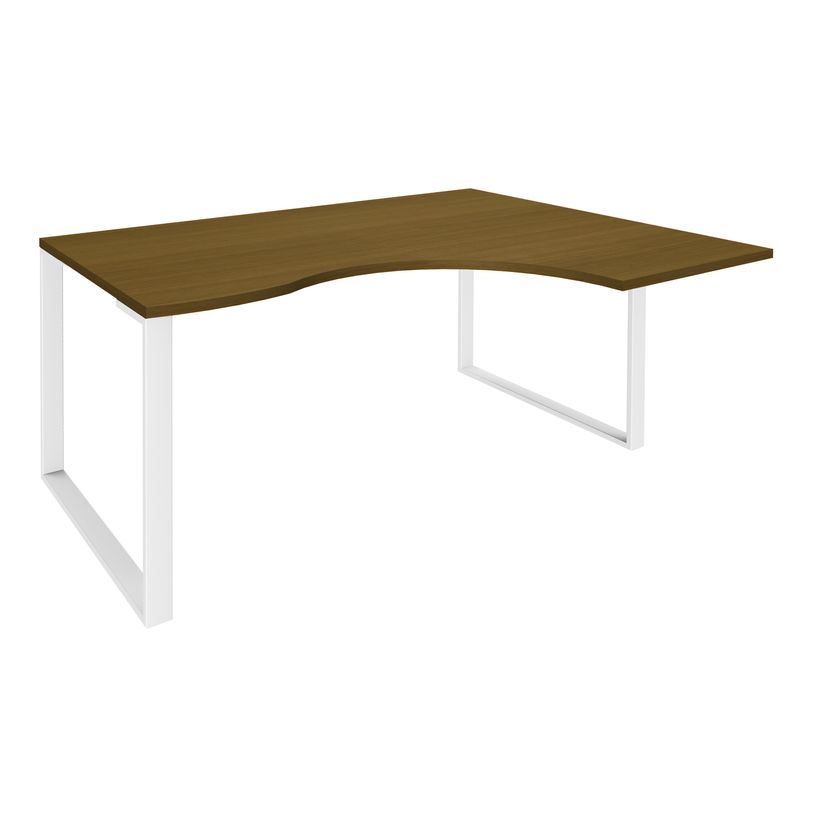 3253310396111-Bureau compact LOFTER - L180 cm - Retour à droite - Plateau imitation noyer - pied blanc - (pied de renfort obligat-P_405152112_1-0