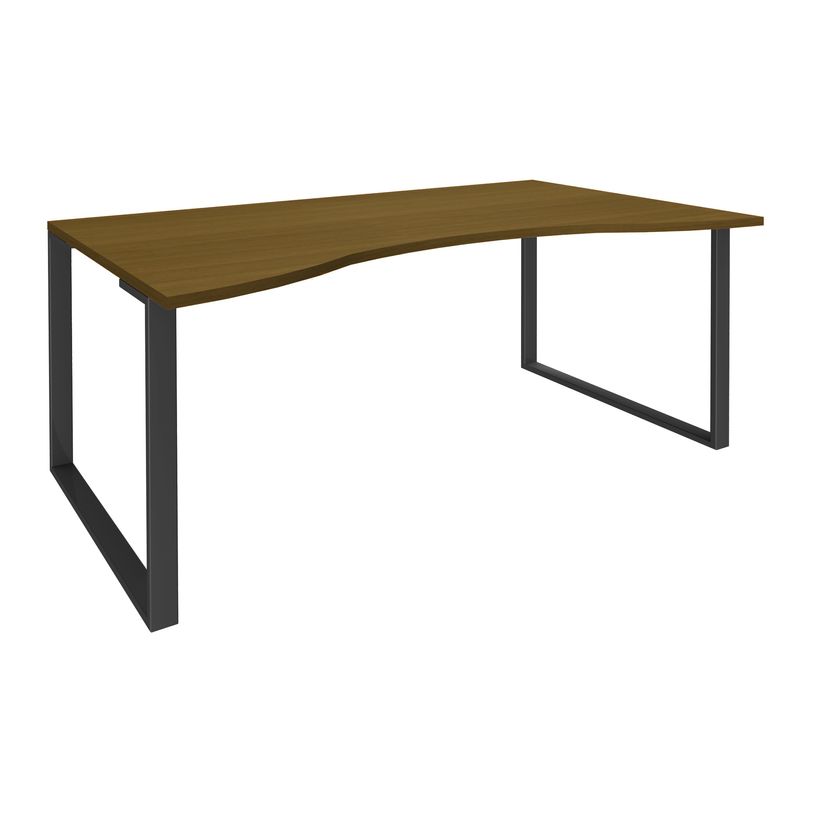 3253310280748-Bureau vague symétrique LOFTER - L180 cm - Plateau imitation noyer - pied Carbone-P_405152127_1-0