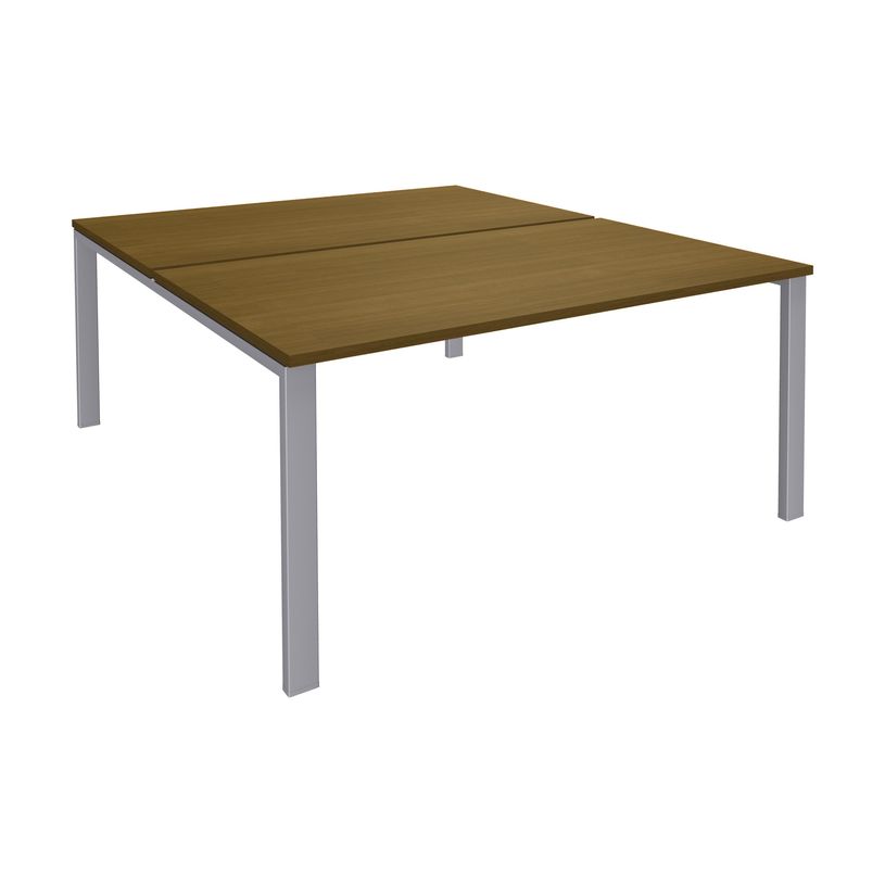 3253310485129-Bureau Bench IRIS - L140 cm - Plan de départ - Pieds aluminium - plateau imitation noyer-P_405152191_1-0