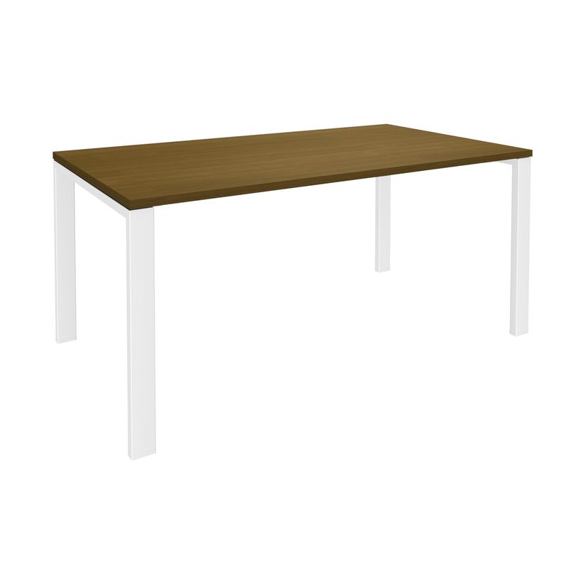 3253310426597-Bureau simple IRIS - L160 cm - Pieds blanc - plateau imitation noyer-P_405152212_1-0