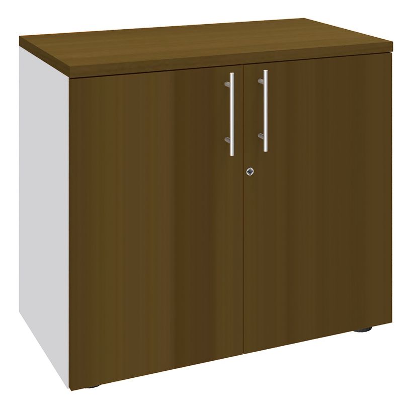 3253310270213-Armoire basse IRIS - H72 x L80 x P47 - 2 portes - Corps Blanc perle - Dessus et portes imi-P_405152220_1-0