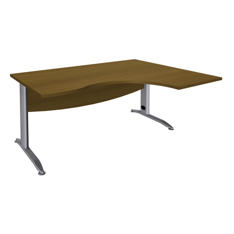 3253310449688-Bureau compact à droite IDRA - L160 cm - Pied alu - plateau imitation noyer (Pieds de renfort obligat-P_405152428_1-0
