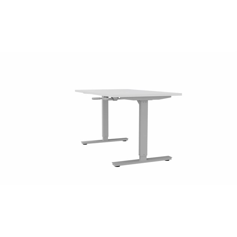 3617350004618-Bureau AXEL assis/debout - réglage par manivelle - L140 x P80 cm - plateau blanc - pieds -P_405153329_1-0