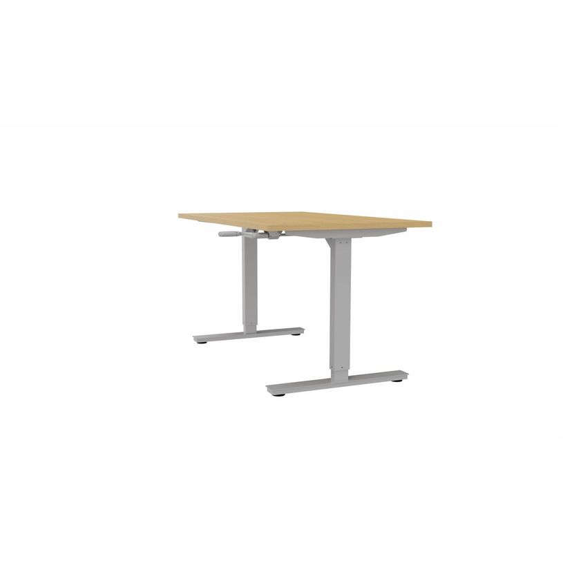 3617350004526-Bureau AXEL assis/debout - réglage par manivelle - L160 x P80 cm - plateau imitation chê-P_405153338_1-0
