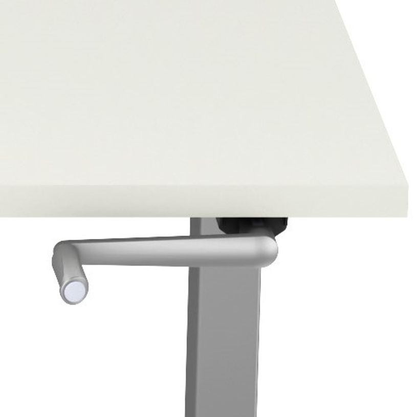3617350004502-Bureau AXEL assis/debout - réglage par manivelle - L180 x P80 cm - plateau blanc - pieds -P_405153340_2-1