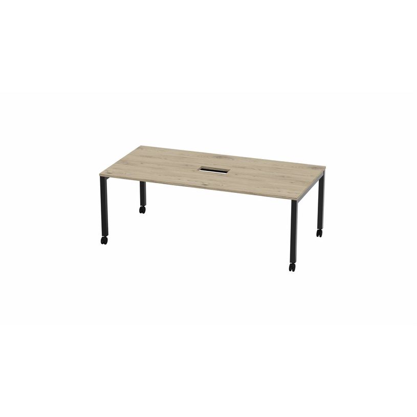 3617350002065-Table de réunion mobile ARIAL - L200 x P100 cm - plateau imitation chêne brunswick - pieds noirs (tra-P_405153576_1-0