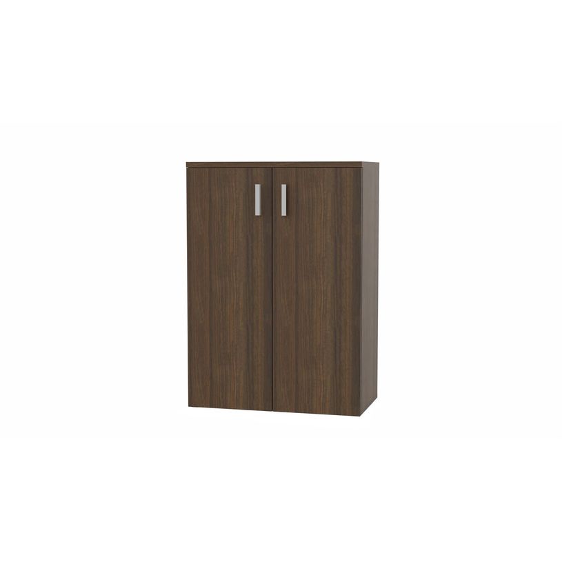 3617350001822-Armoire mi-haute MOKA - 2 portes - L80 x P43,2 x H113,5 cm - imitation noyer brun - poign