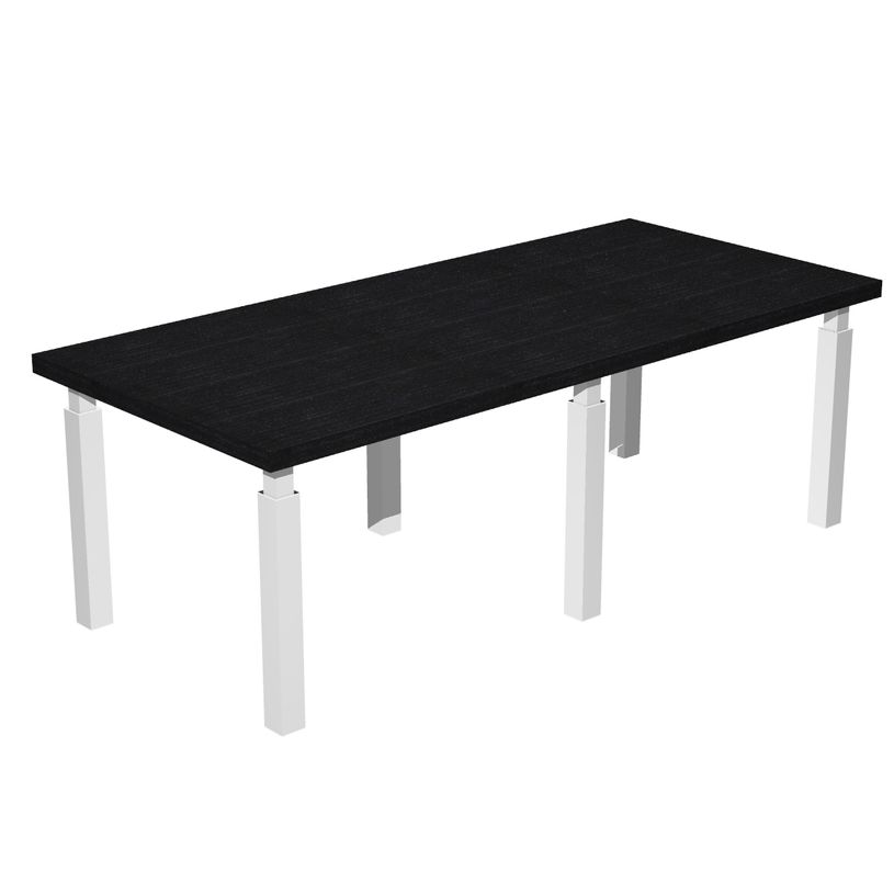 7331920004148-Table de réunion FLORA - L220 x P100 cm - 6 pieds métal blanc - plateau imitation frêne-P_405154414_1-0