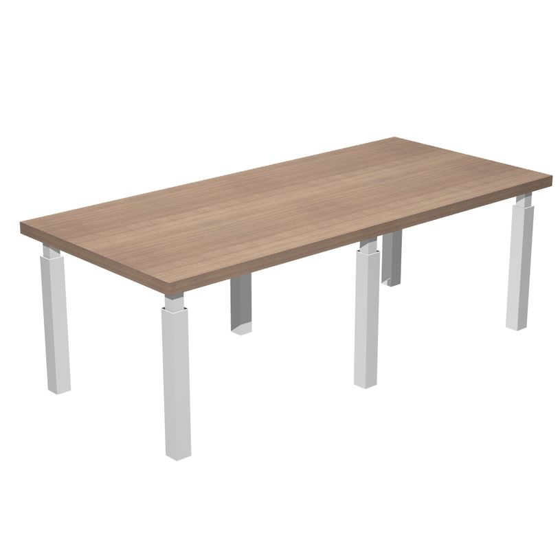 7331920004155-Table de réunion FLORA - L220 x P100 cm - 6 pieds en métal blanc - plateau imitation mer-P_405154415_1-0