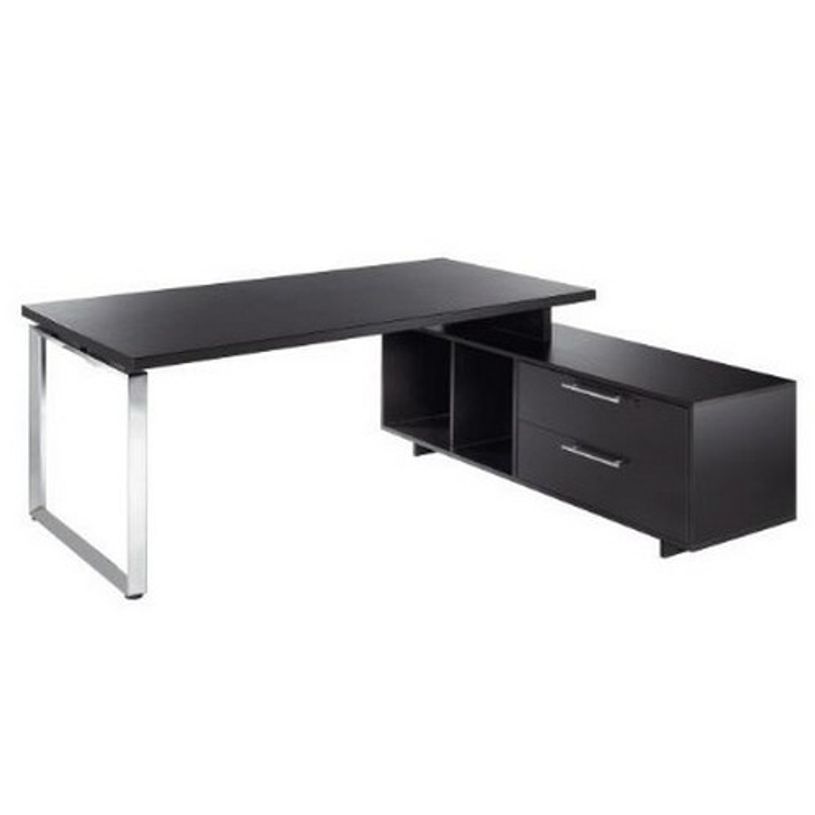 7331920002991-Bureau Manager FLORA - avec console retour réversible - L225 x P170 cm - pieds cadre en métal effet chromé --P_405154422_1-0
