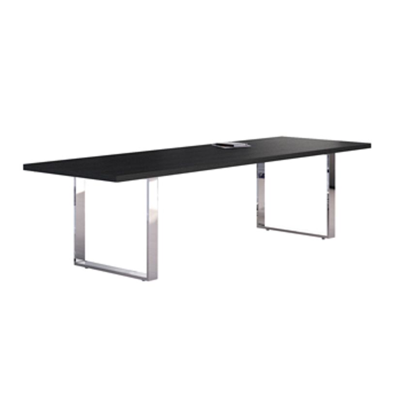 7331920003011-Table de réunion FLORA - L220 x P100 cm - pieds cadre en métal effet chromé - plateau i-P_405154424_1-0