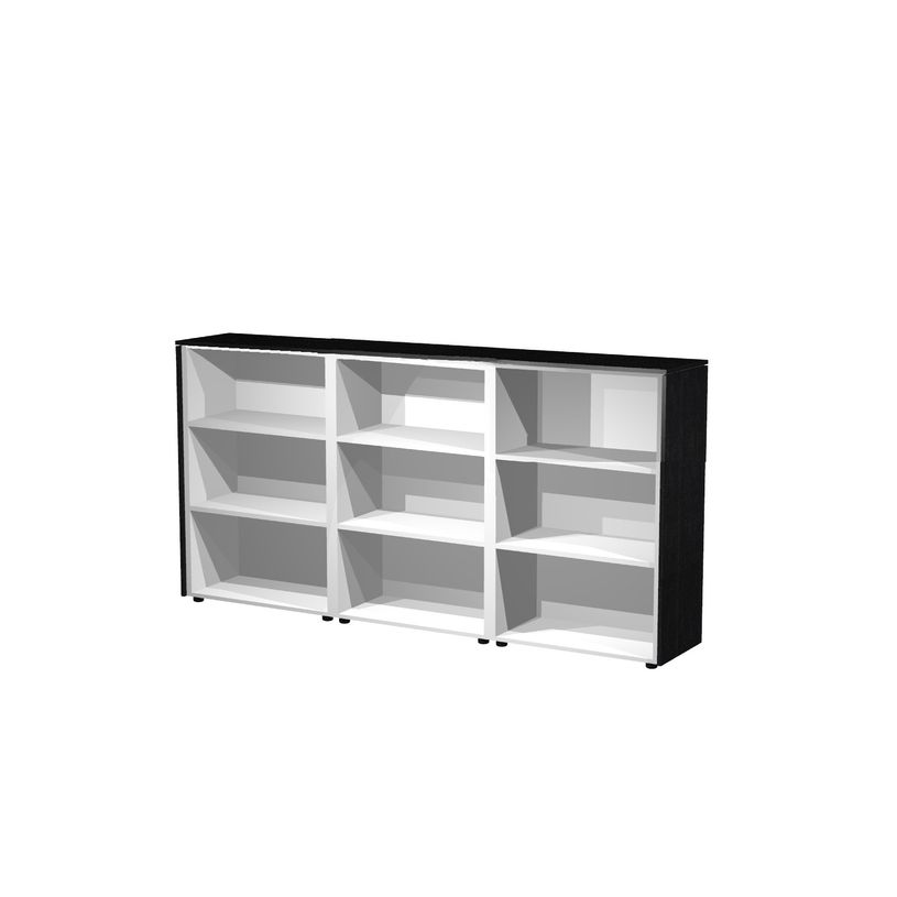7331920003134-Armoire mi-haute triple Flora - L242,8xP43xH119,8 cm - 6 étagères - frêne noir-P_405154442_1-0