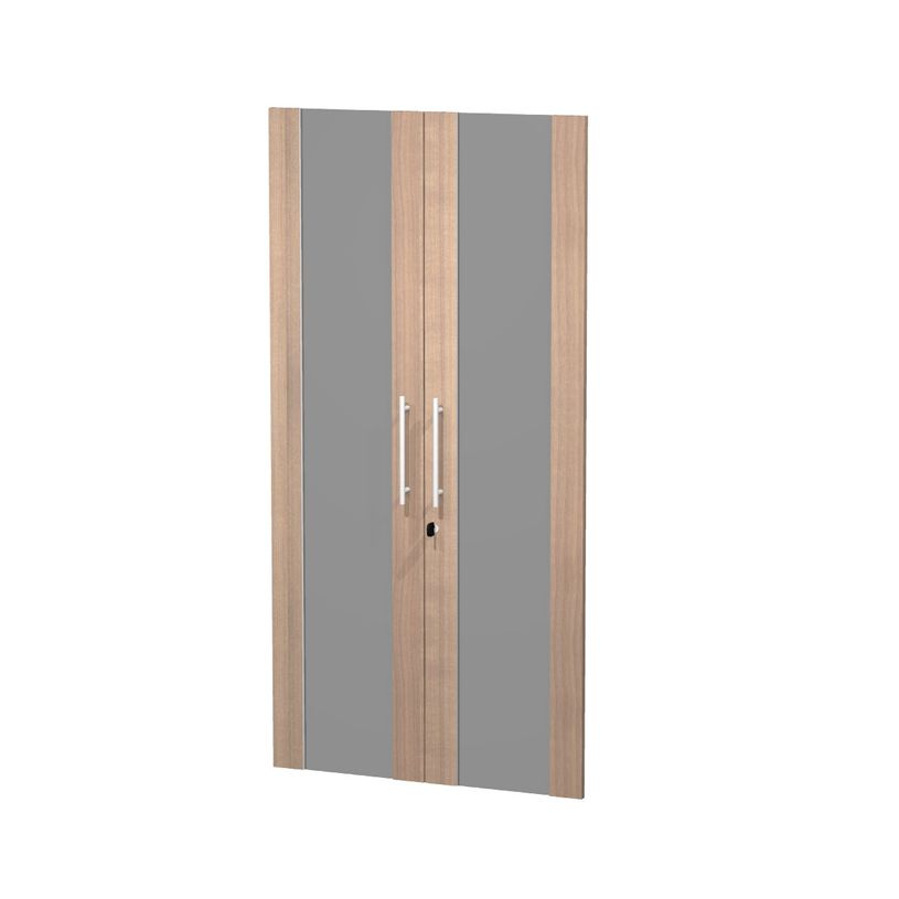 7331910015406-Jeu de 2 portes vitrées - pour bibliothèque 4 étagères FLORA - L80 x H153,8 cm - imita-P_405154455_1-0