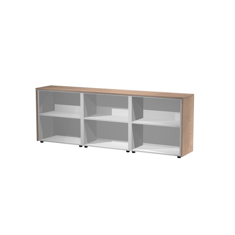 7331920003264-Armoire basse triple Flora - L243xP43xH81,4 cm - 4 portes mélaminés - 3 étagères - mer-P_405154465_2-1