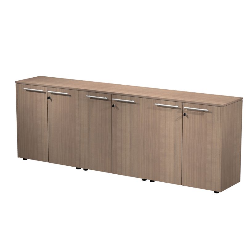 7331920003301-Armoire basse triple Flora - L243xP43xH81,4 cm - 6 portes mélaminés - 3 étagères - mer-P_405154469_1-0