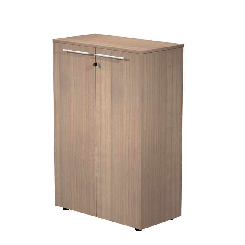 7331920003363-Armoire mi-haute Flora - L82,8xP43xH119,8 cm - portes mélaminés - 2 étagères - merisie-P_405154475_1-0