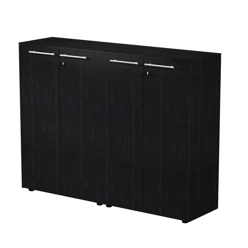 7331920003370-Armoire mi-haute double Flora - L162,8xP43xH119,8 cm - portes mélaminés - 4 étagères --P_405154476_1-0