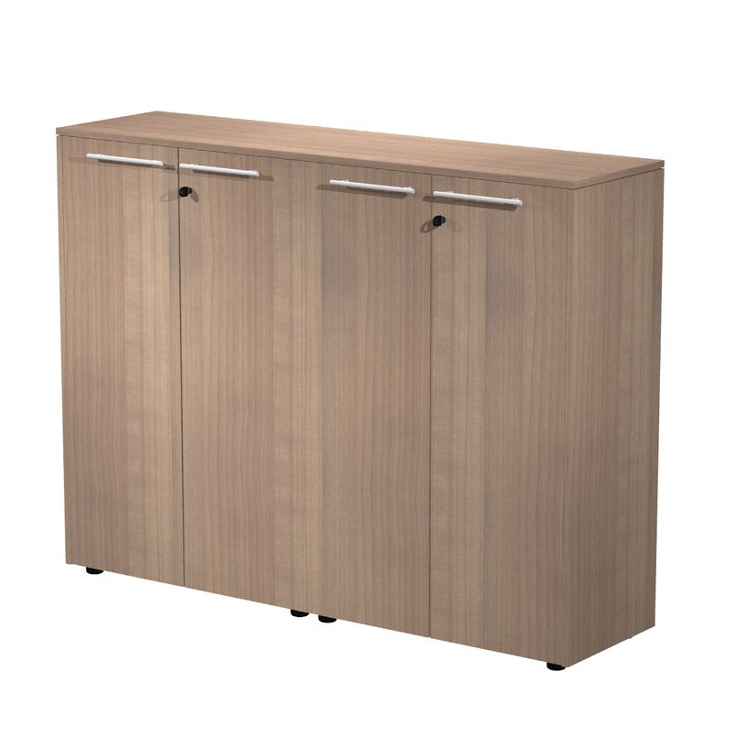 7331920003387-Armoire mi-haute double Flora - L162,8xP43xH119,8 cm - portes mélaminés - 4 étagères --P_405154477_1-0